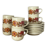 6 Weidmann Italian porcelain cups and saucers with floral design