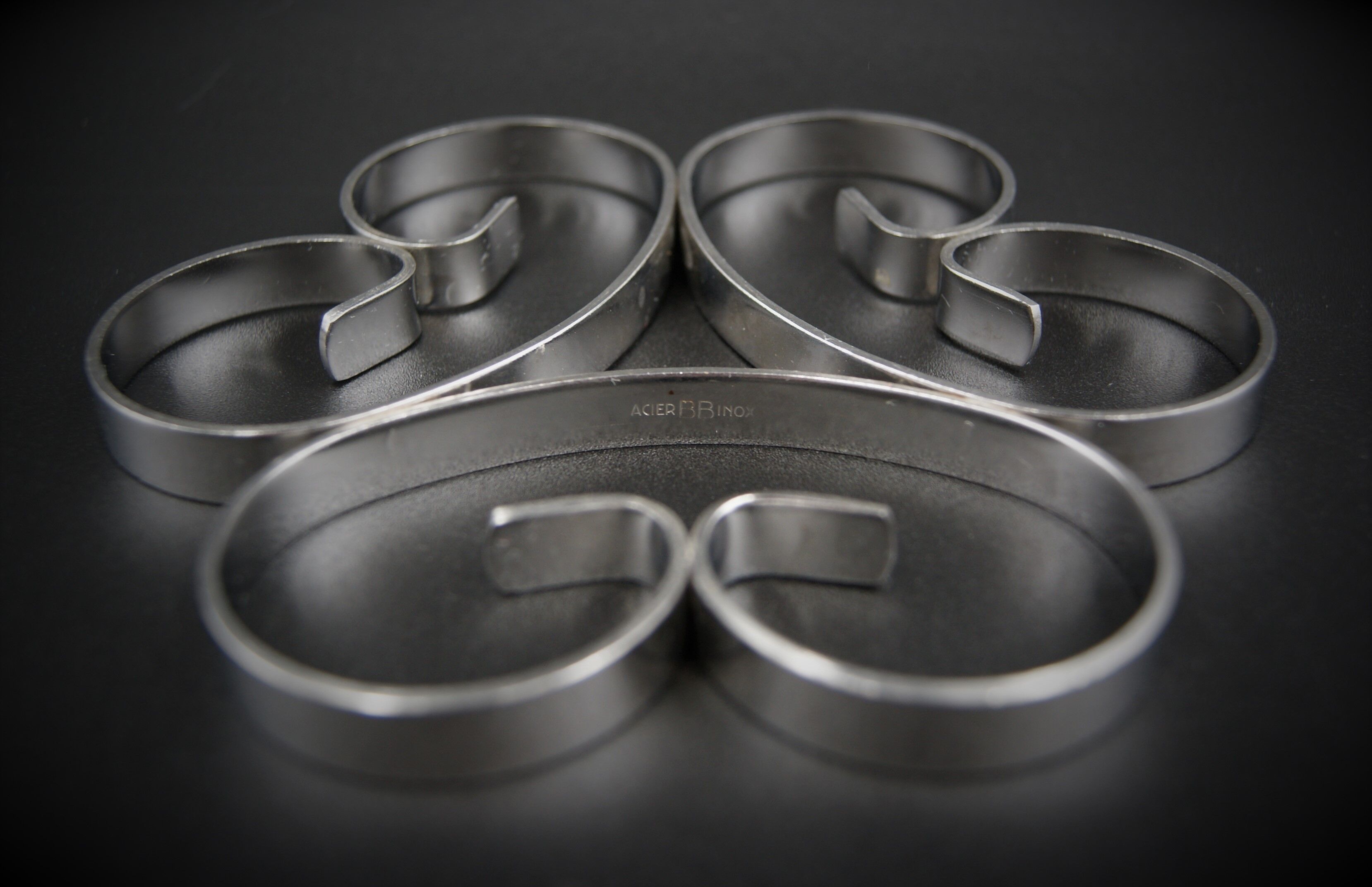 Pair Flat bottom BB vintage stainless steel