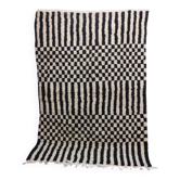 Tapis en laine pure fait main traditionnelle blanc et noir taille 250 x 250