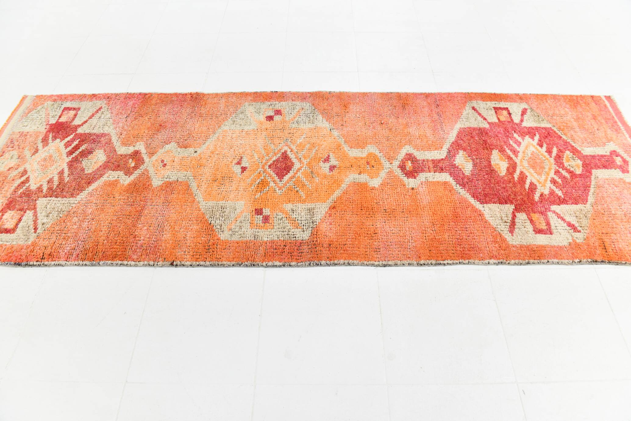 3x10 Pastel Orange Turkish Runner Rug, 102x304Cm