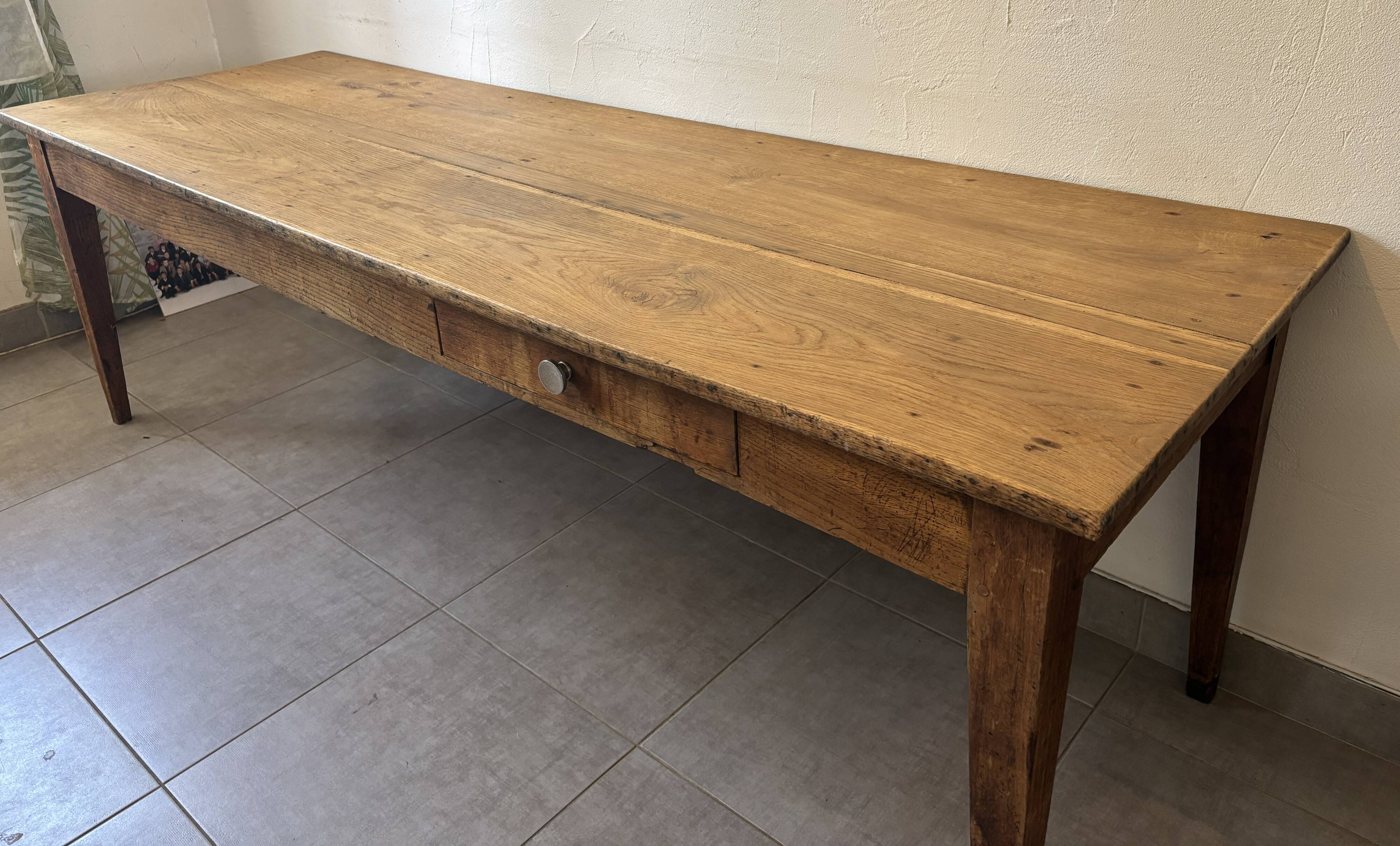 Authentic vintage farmhouse table from the 1950s in solid oak.