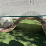 Table basse post moderniste en pierre de Mactan 1980