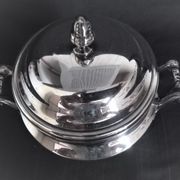 Tea and coffee set on tray, in silver metal Ercuis Goldsmith
