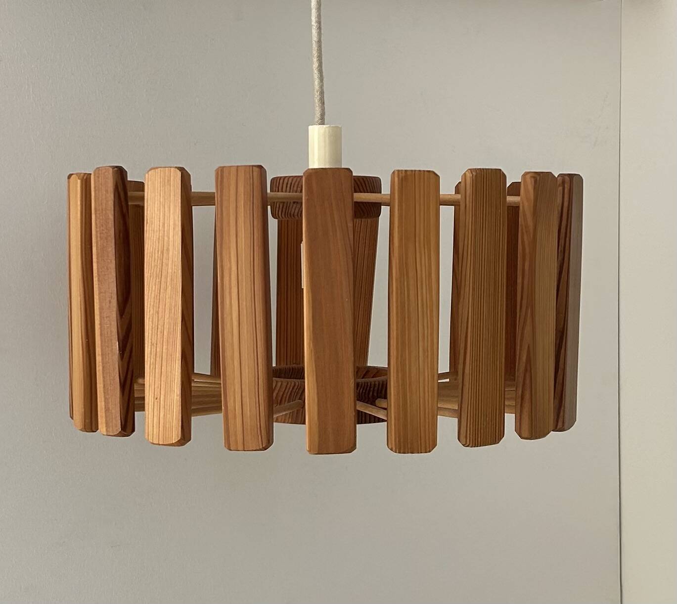 Vintage pine pendant light, Sweden 1970.