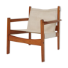 Fauteuil « Safari » du milieu du siècle en pin et toile, années 1970