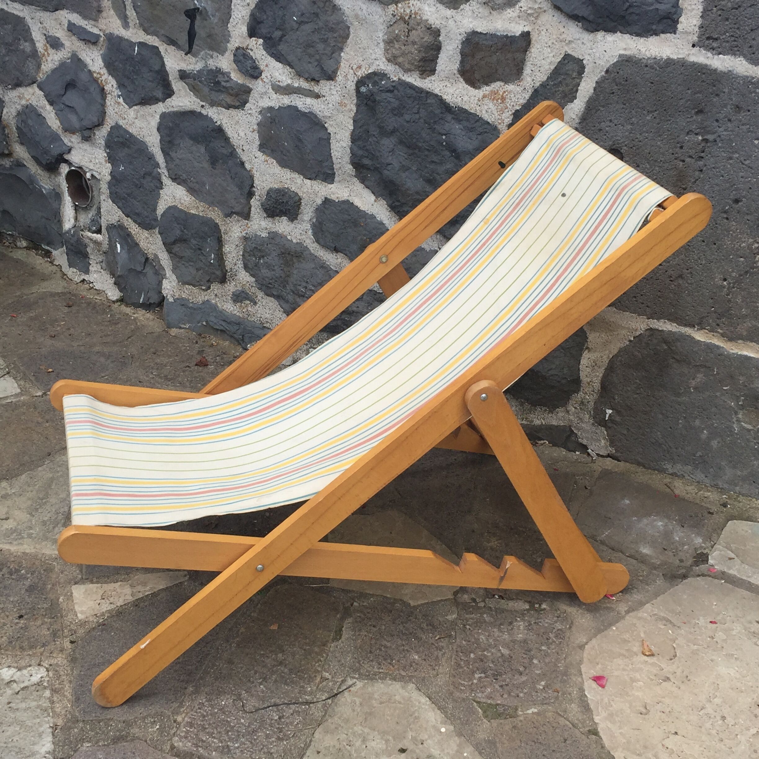 Vintage striped deckchair