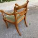 English Regency office chair in solid wood and green velvet