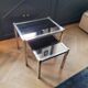 Nesting tables in gold/chrome metal and amber mirror