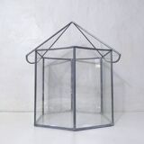 Glass terrarium mini cactus greenhouse in glass and metal