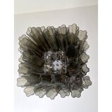 Contemporary Grey "Tronchi" in Venini Style Murano Glass Sputnik Squared Flush Mount