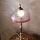 lampe bronze et  abat jour  verre teinté & gravé à l'acide / Art Nouveau , produit d epoque