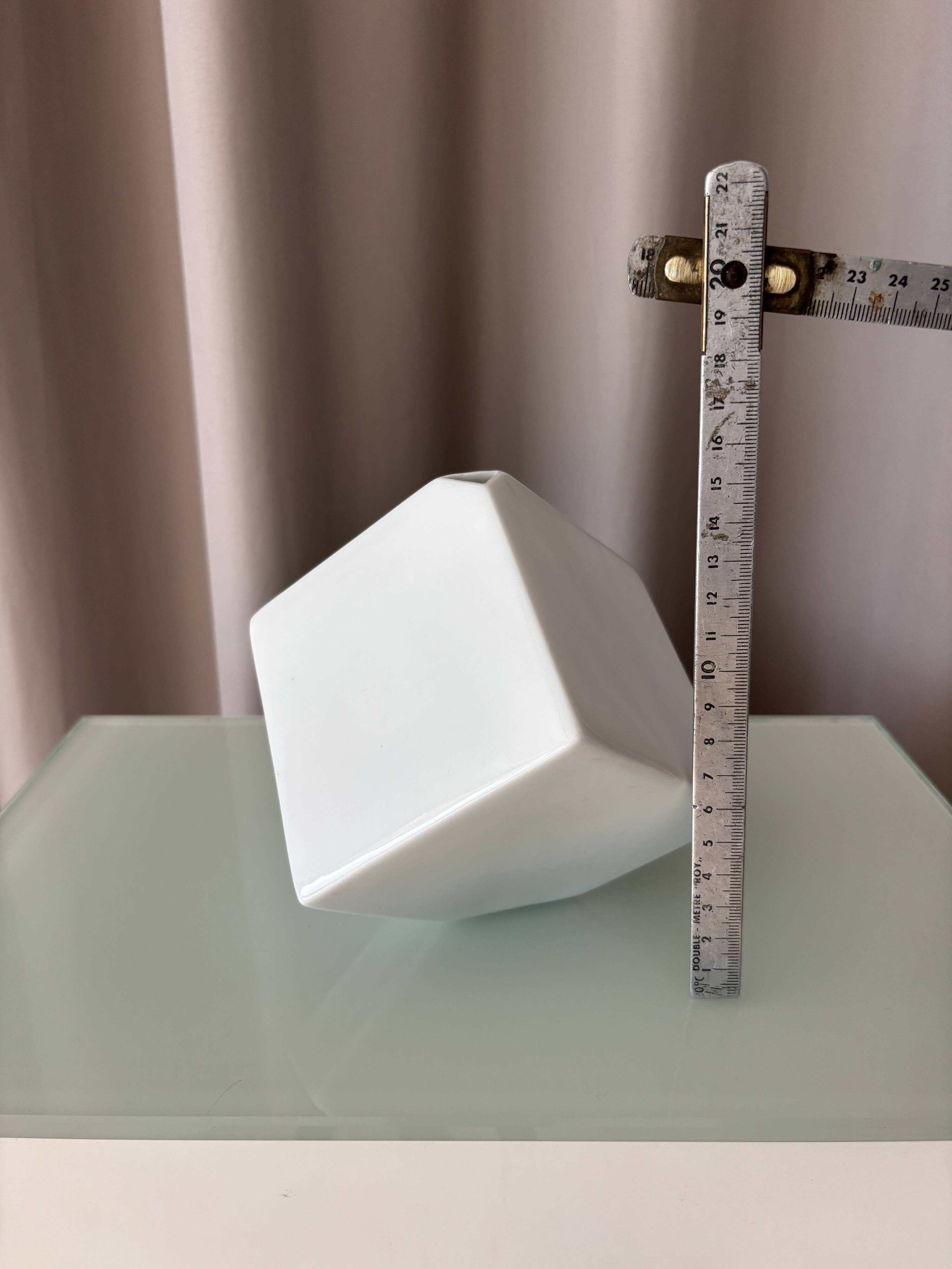 Vintage Jingdezhen Porcelain Bud Vase | White Geometric Minimalist Vase