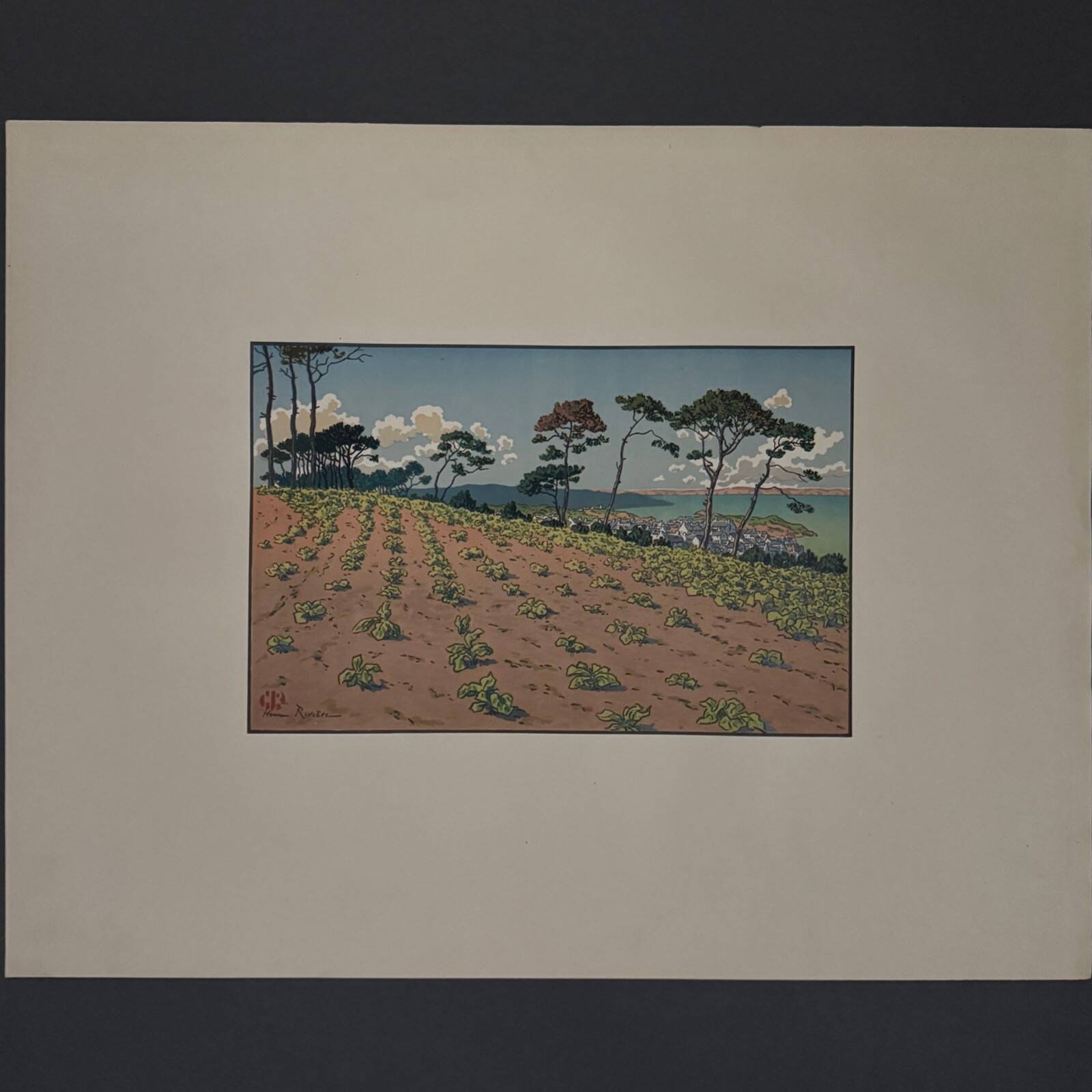 Lithograph by Henri Rivière Douarnenez seen from the Ris