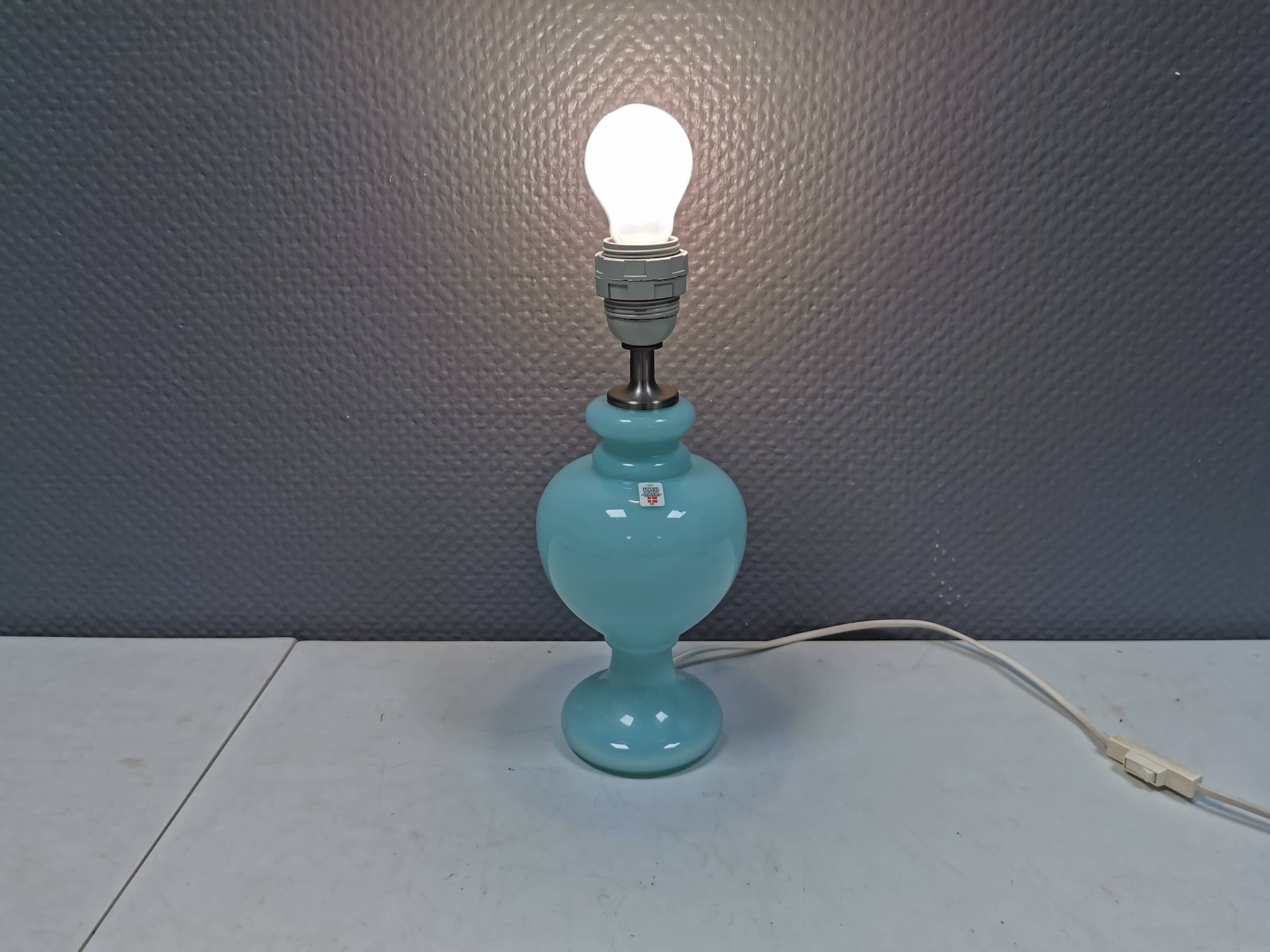 Holmegaard table lamp in Rare delicate green/mint green glass, model Florence 1989