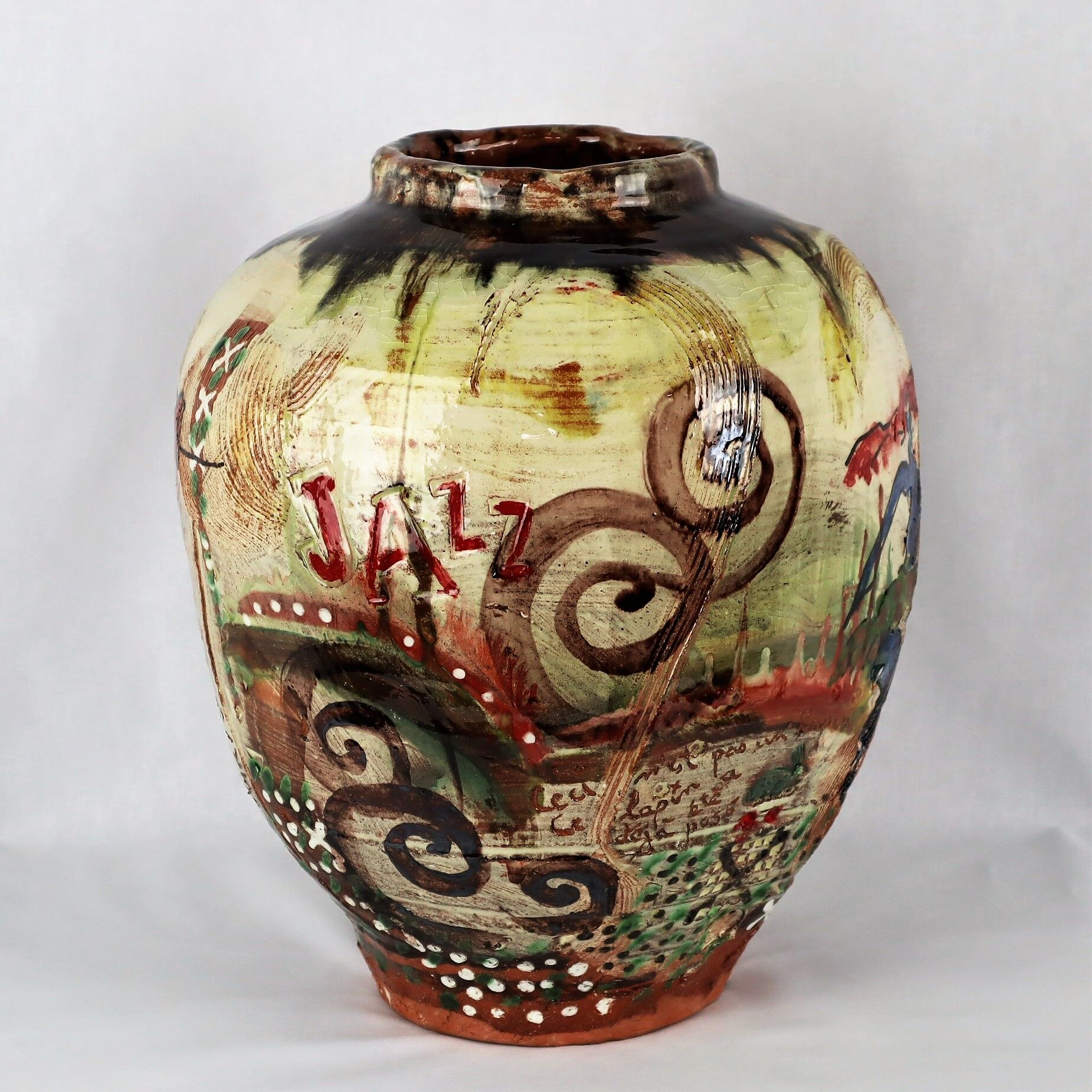 Ceramic vase of Basile "graffiti Jazz" 1990 unique piece