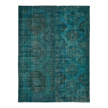 Handmade oriental unique 1980s 297 cm x 390 cm turquoise wool carpet