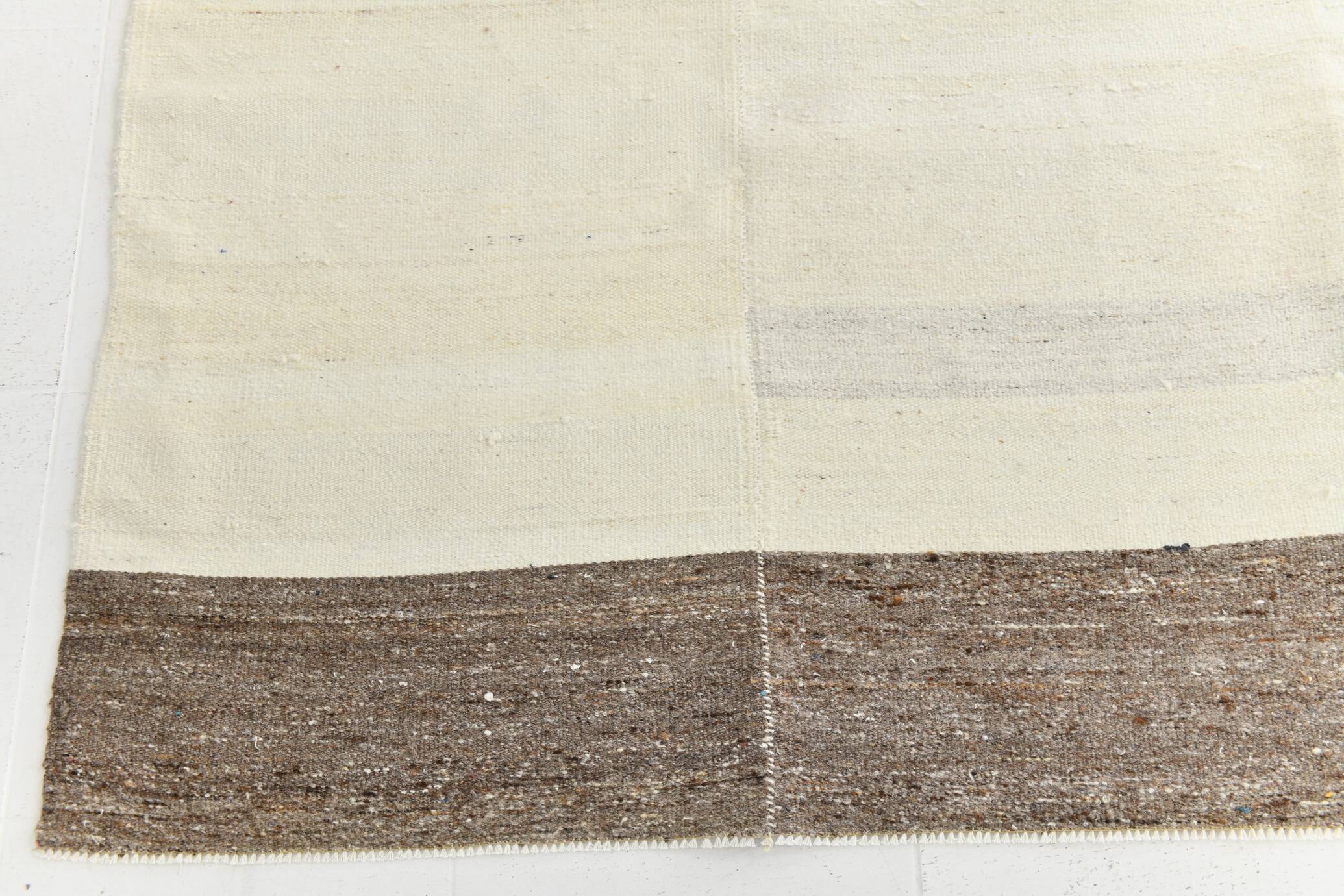 Cream & Brown Large Kilim Rug, 255x313Cm