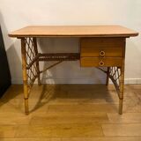 Vintage rattan dressing table desk