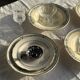 Set of 4 vintage deep plates in faience with blue decoration by Boulenger & Cie D2.