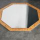 70s mirror, burl wood, metal frame