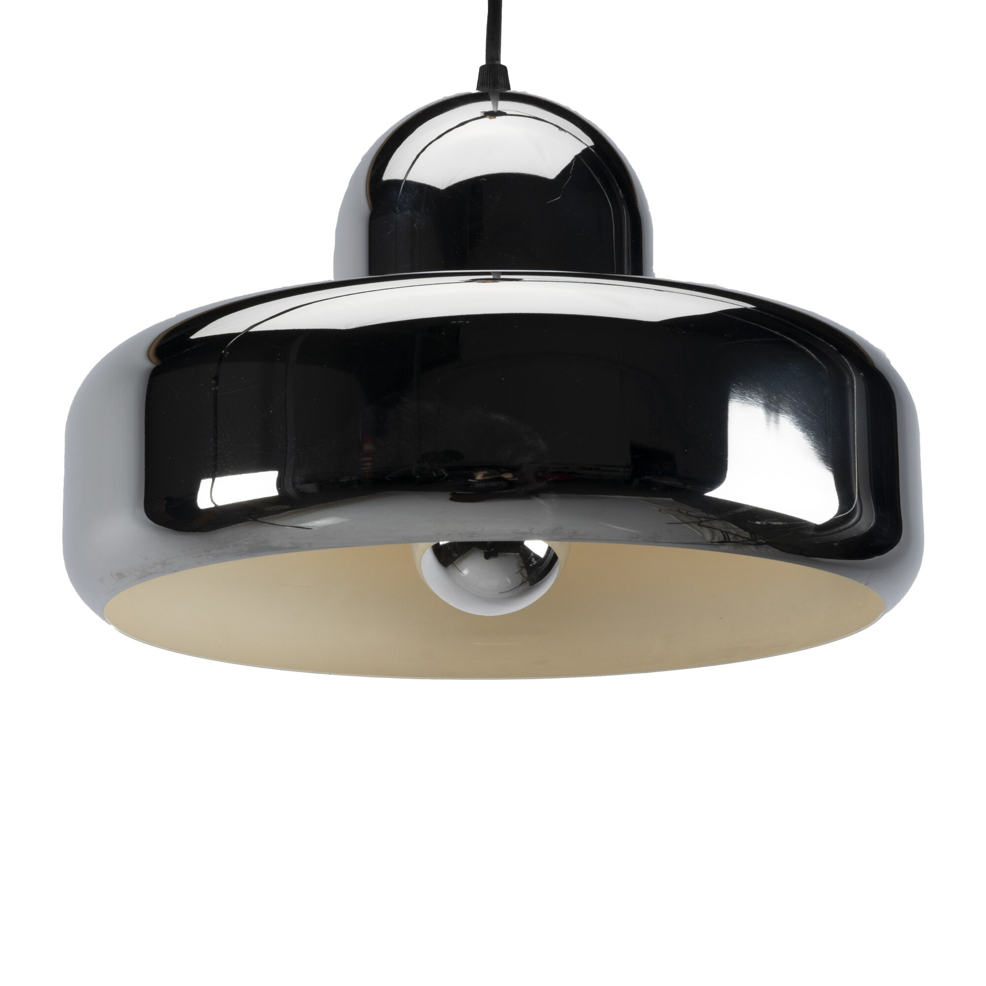 Chrome UFO Space Age Pendant Lamp