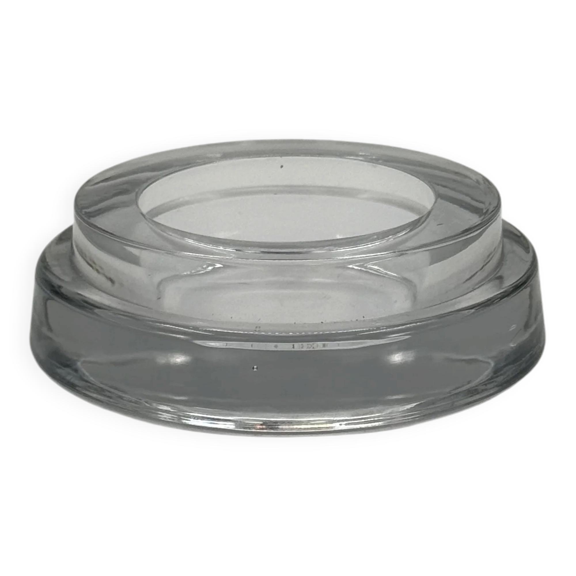 Vintage transparent glass catchall, stepped design.