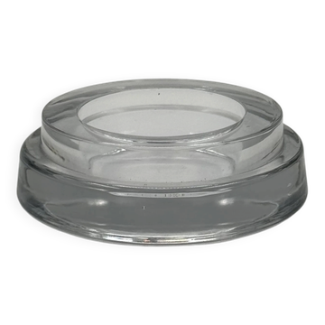 Vintage transparent glass catchall, stepped design.