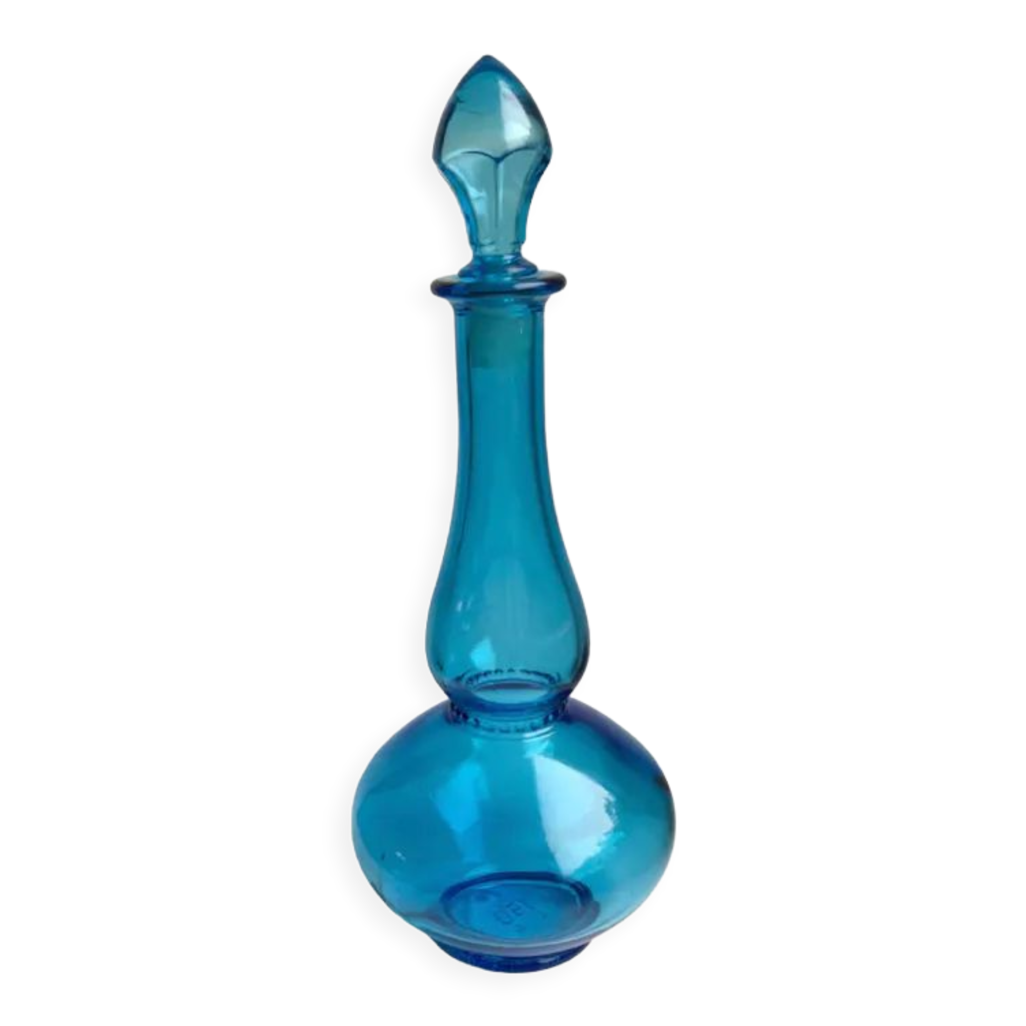 Vintage glass decanter space age turquoise