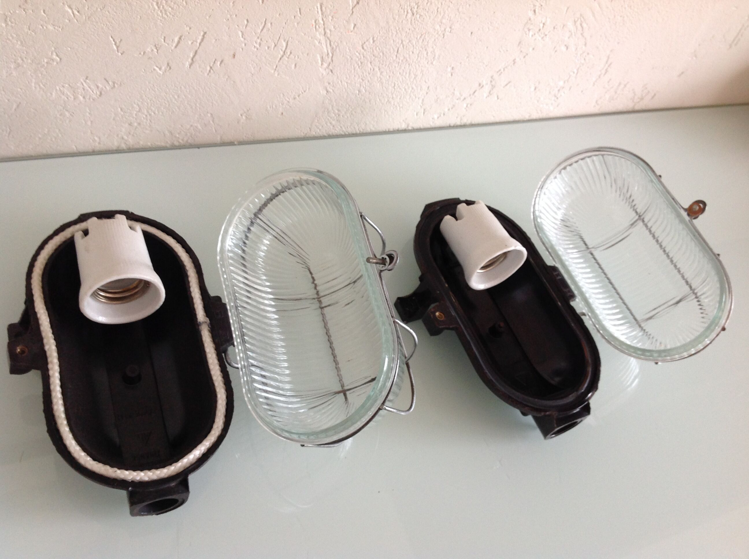 Pair of portholes industrial sconces 60/70