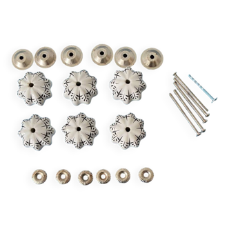 Ensemble de 6 boutons de meuble porcelaine