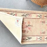 Vintage beige pink velvet rug 118 x 60cm