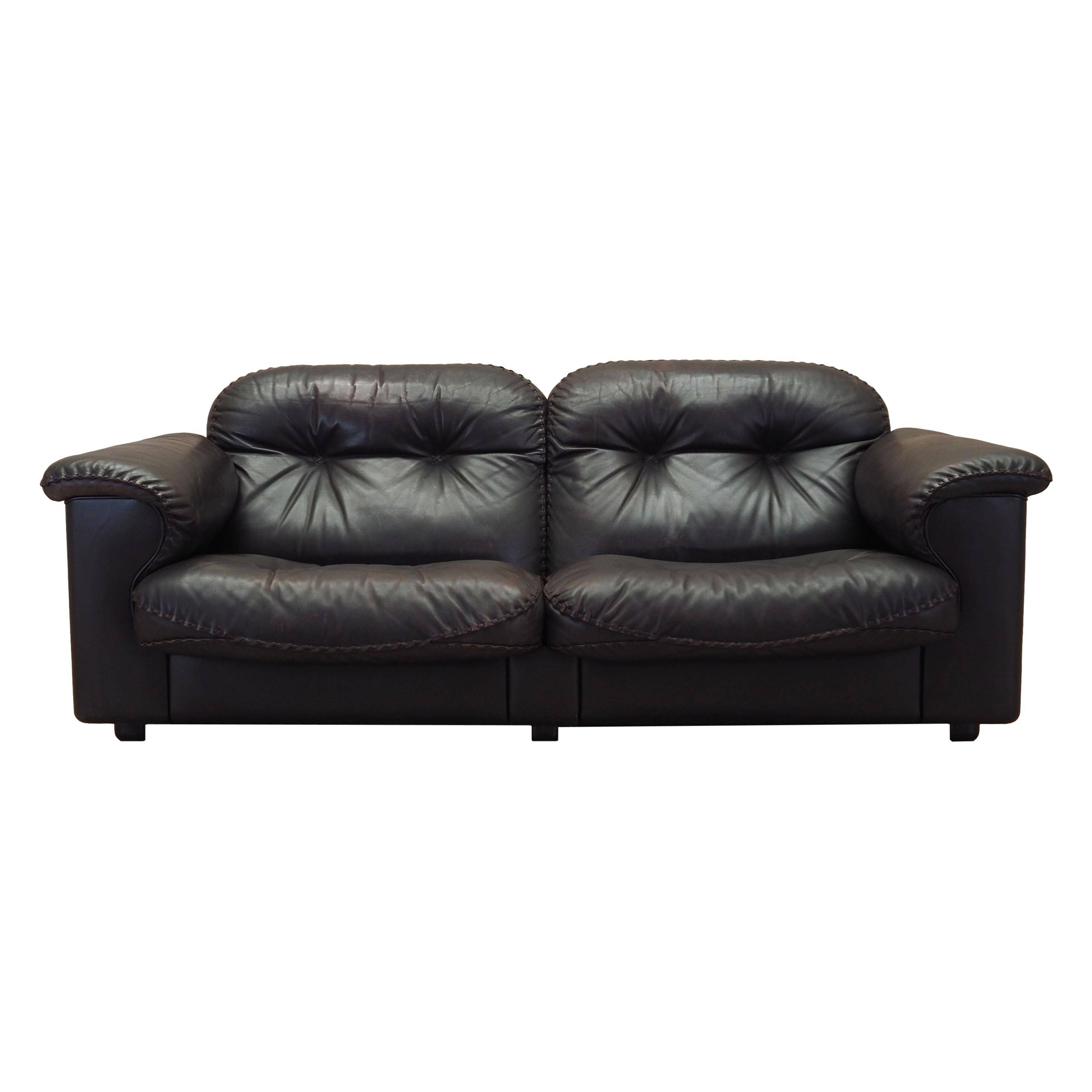 Brown leather sofa, Swiss design, 1970s