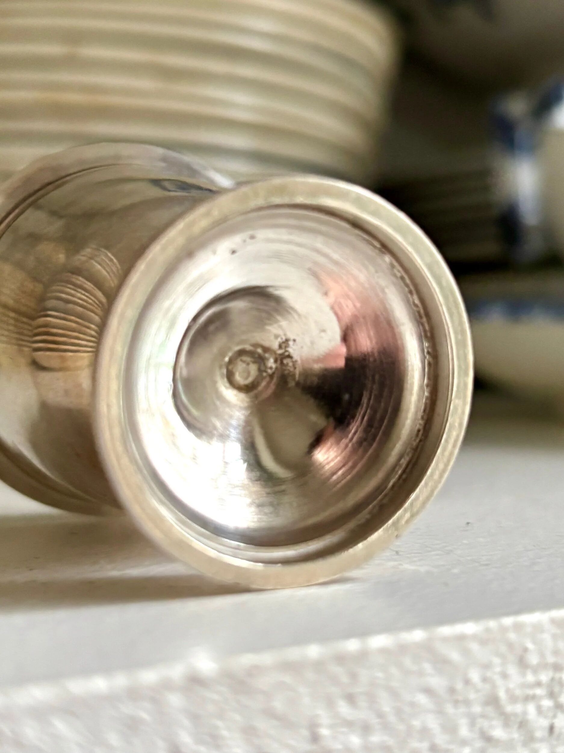 Silver-plated metal egg cup