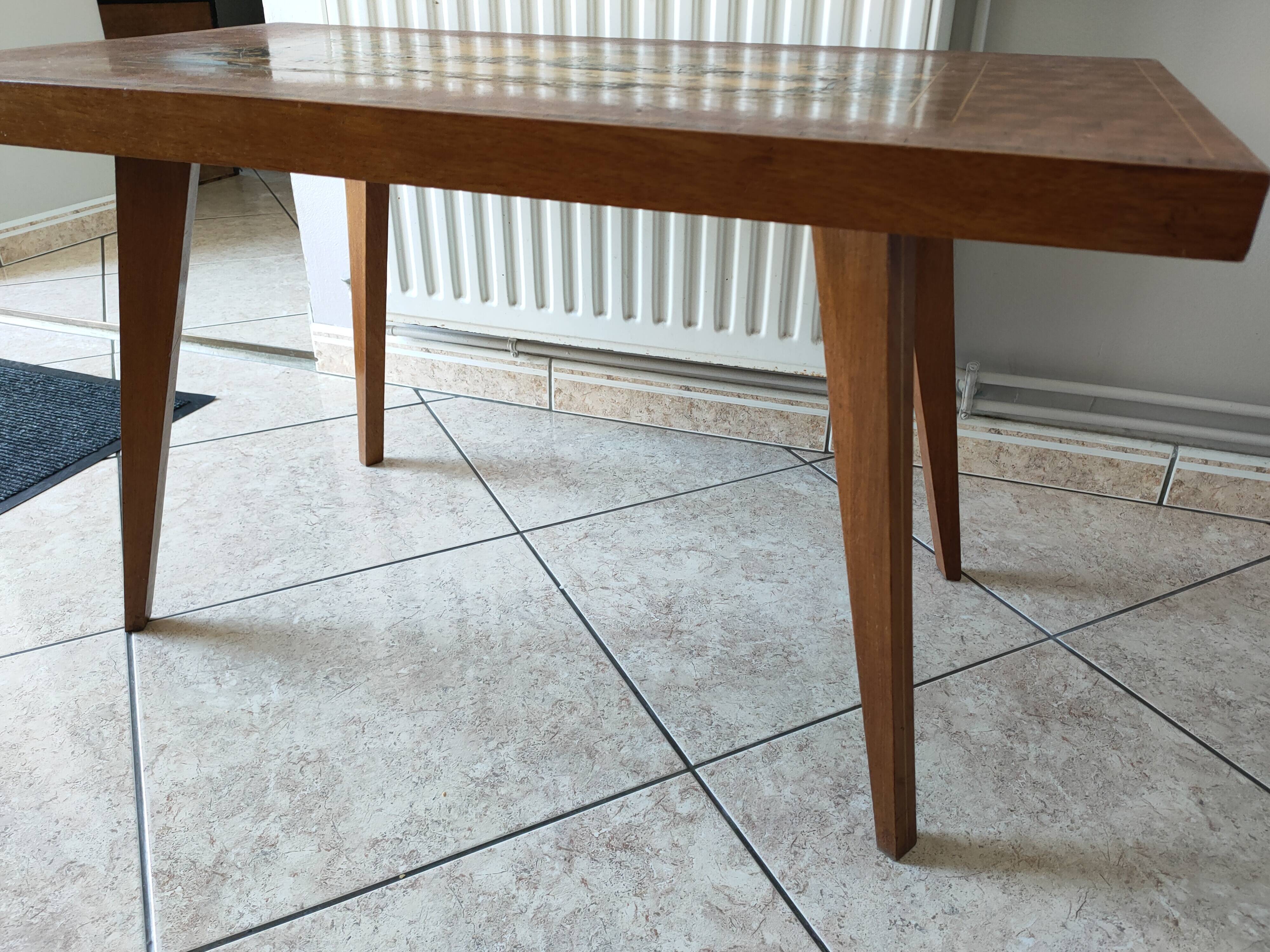 coffee table in marquetry from the 1950s-60s