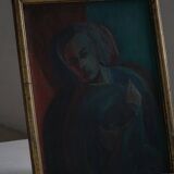 Oil portrait painting on canvas, unknown Danish artist, early 20th century.