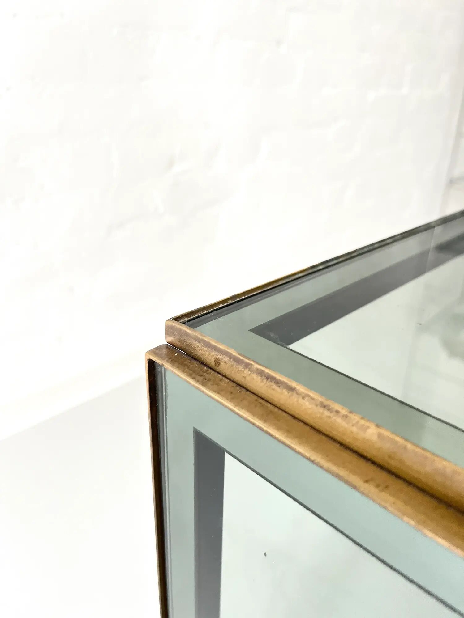 Vintage smoked glass and brass side table, Italy, 1970s