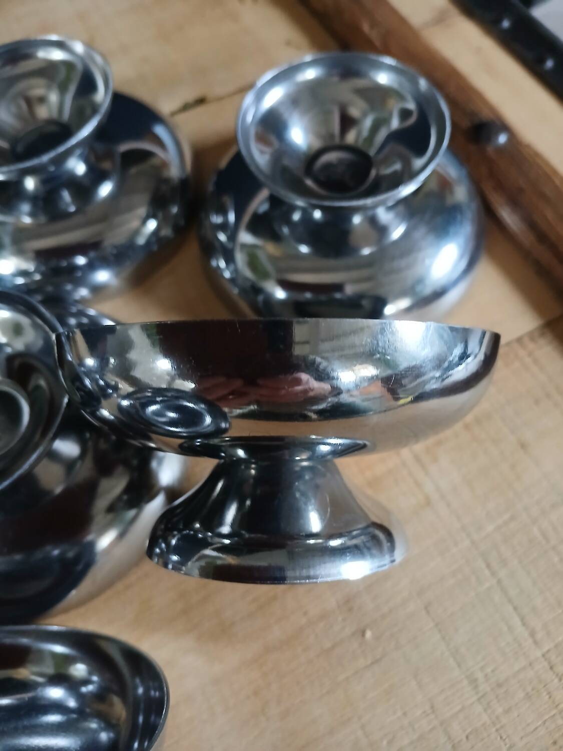 7 antique stainless steel ice cream cups