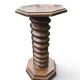 Antique carved solid oak pedestal, octagonal top and turned column.