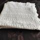 White cotton bedspread - throw with geometric chevron pattern