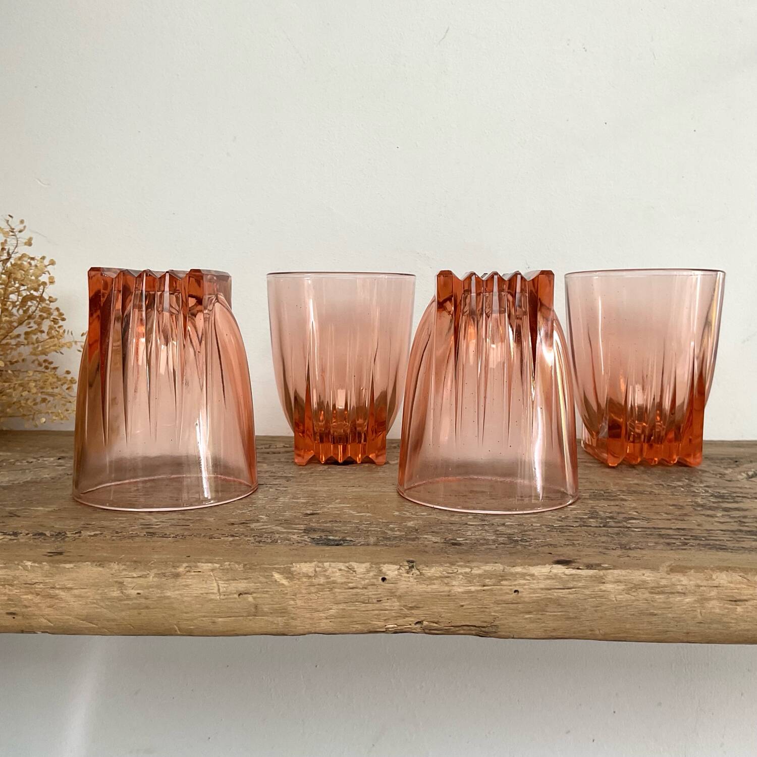 4 vintage “art deco” Rosaline glasses