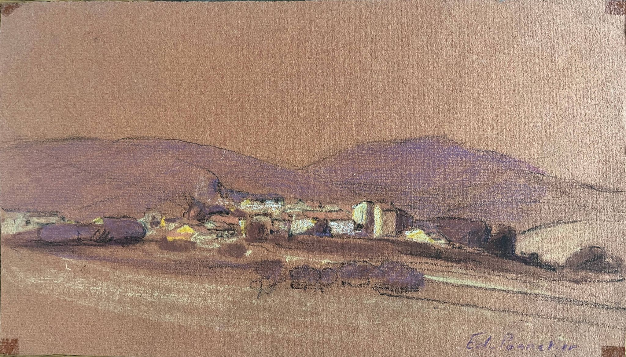 Paintings set of 6 drawings by Ed. Pannetier (1884-1965) Provence Côte d'Azur