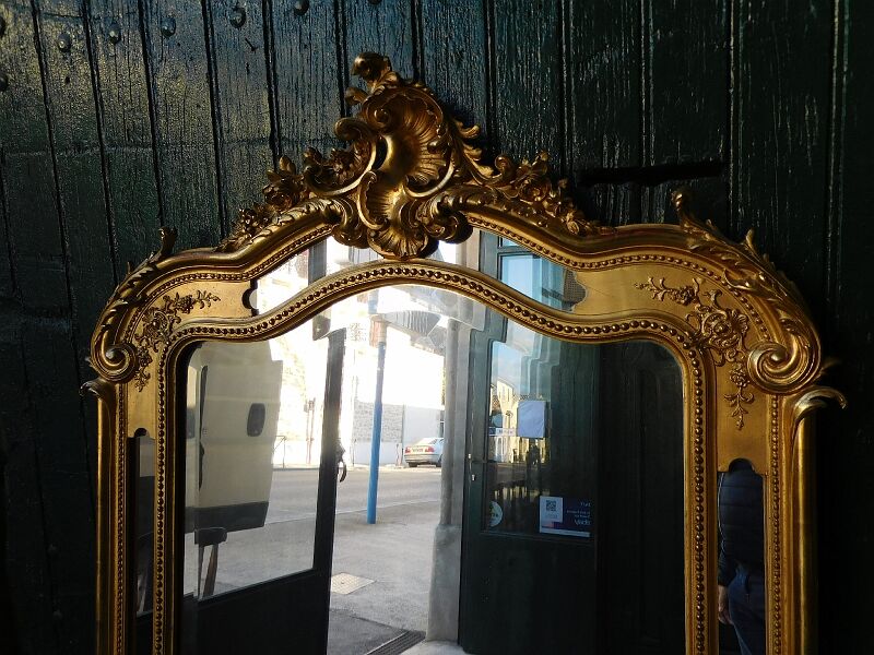 Gilded wooden mirror louis xv with frame