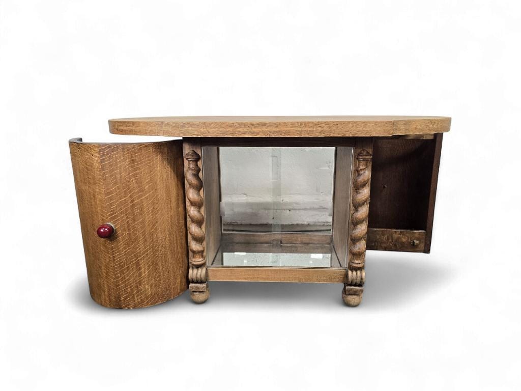 Petit meuble bar art déco vintage incurvé / meuble à thé / vitrine