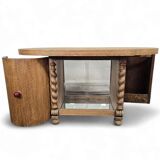 Petit meuble bar art déco vintage incurvé / meuble à thé / vitrine