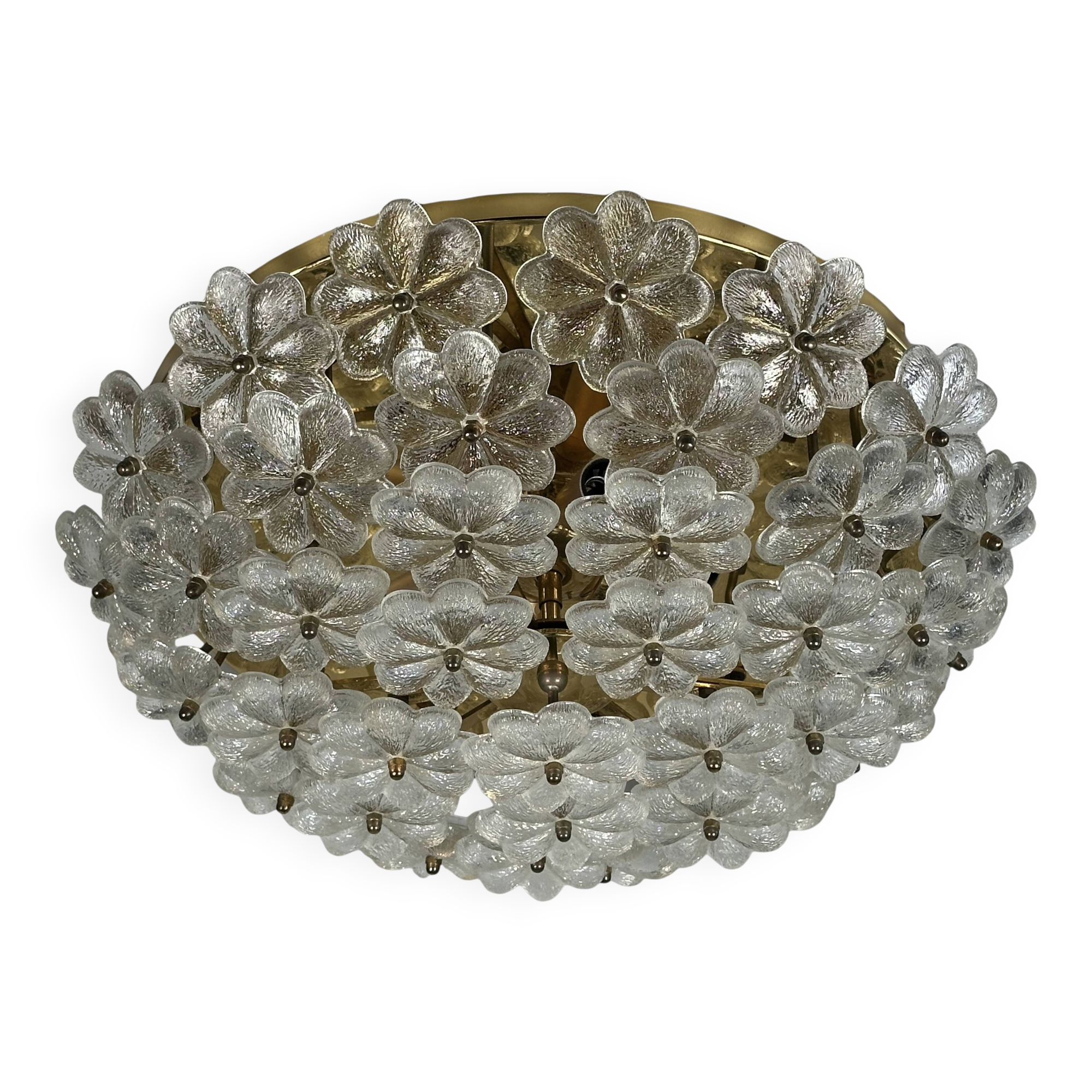 1960s/70s Ceiling Lamp Ernst Palme made of brass and glass, Germany