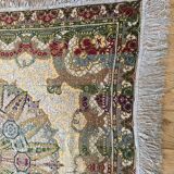 Algiers silk tablecloth, early 20th century, floral motifs enhanced with gold thread, handmade