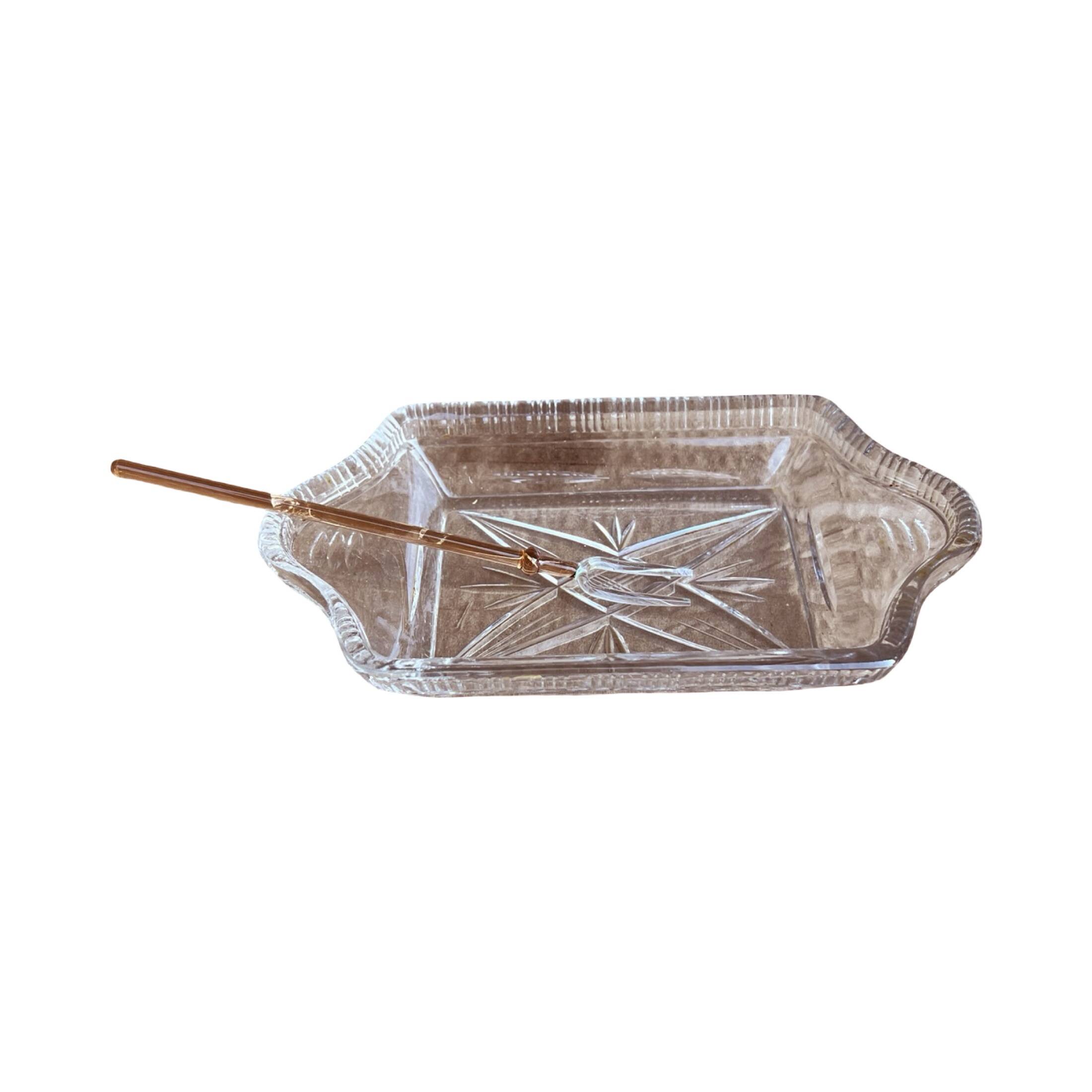 Crystal salad bowl for appetizers BOHEMIA, Czechoslovakia 1970s