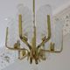 Carl Fagerlund brass and glass acanthus leaf chandelier, Sweden 1960s