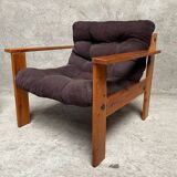 Pair of vintage pine armchairs 1970 1980 design look