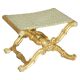 Folding stool with X-frame, carved golden wood, 19th century.